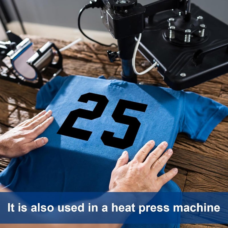 LIGHOON 33 Pcs 8 Inch Iron on Numbers Jersey Heat Transfer Numbers Big 0 to 9 Heat Press Numbers Stickers for Sports T Shirts Football Basketball Baseball Team Uniform Fabric Clothing (Black) - Image 5